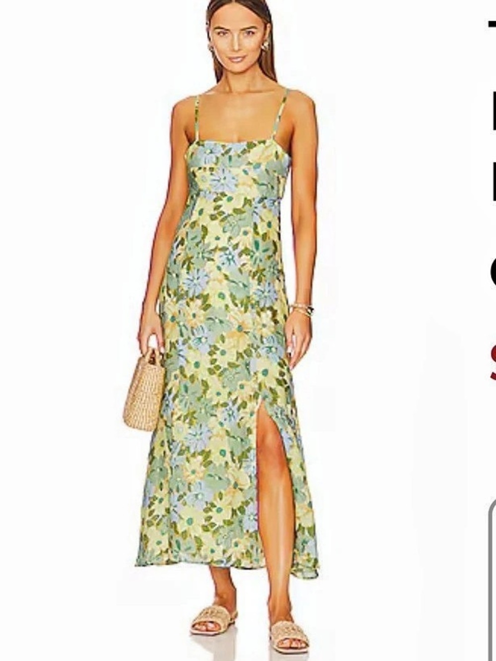 Faithful the Brand Floral Maxi Dress in Yellow & Green Size 4